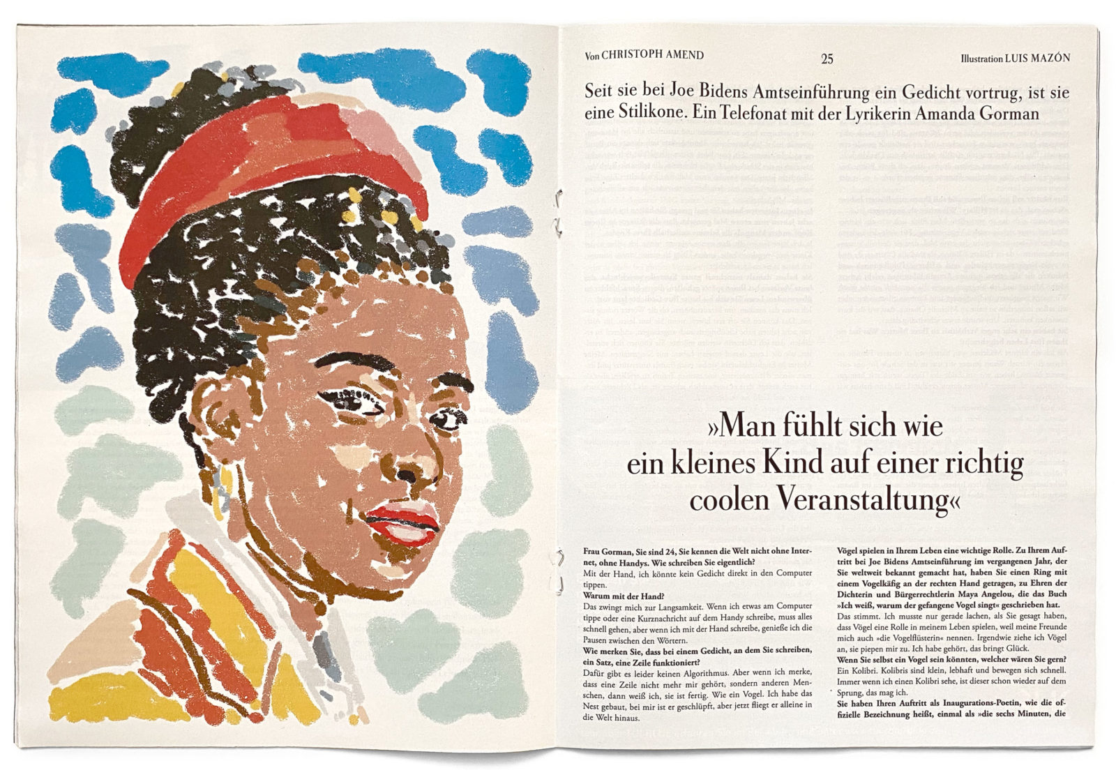 zeit magazine Amanda Gorman illustration Luis Mazòn