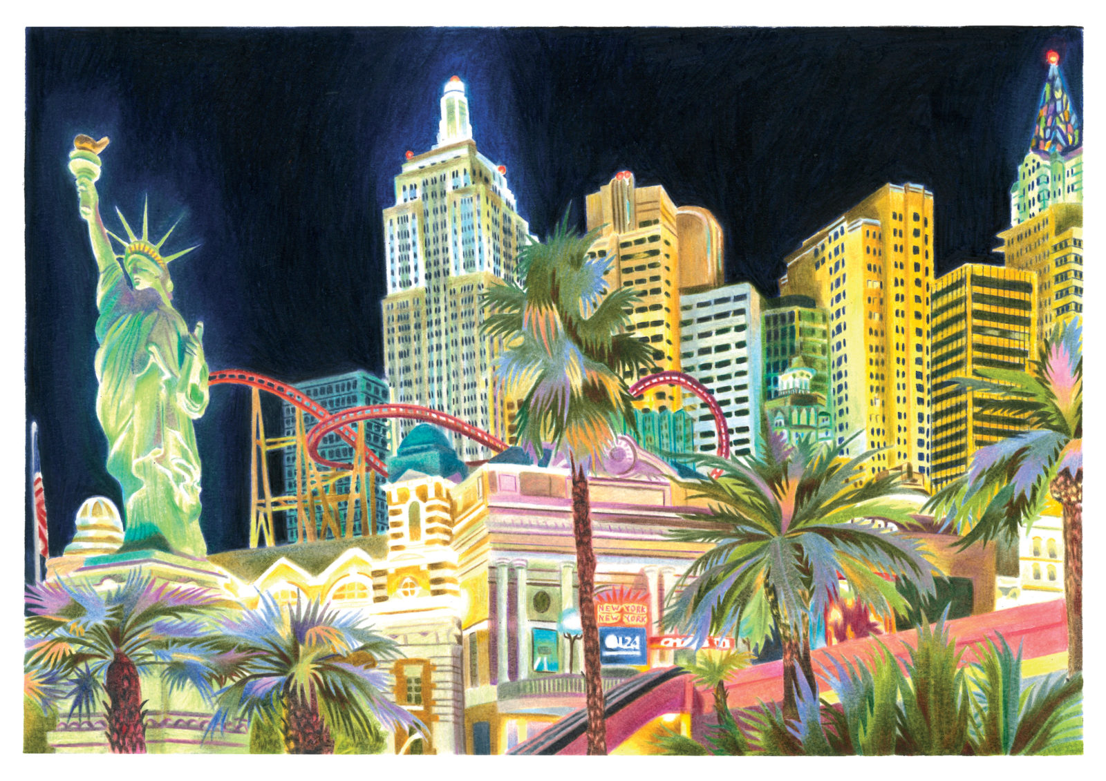 Las Vegas 2023 création personnelle crayons de couleur Laura Ottone